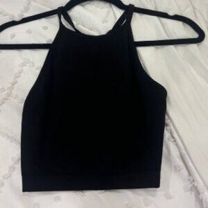 High Neck Black Workout Top